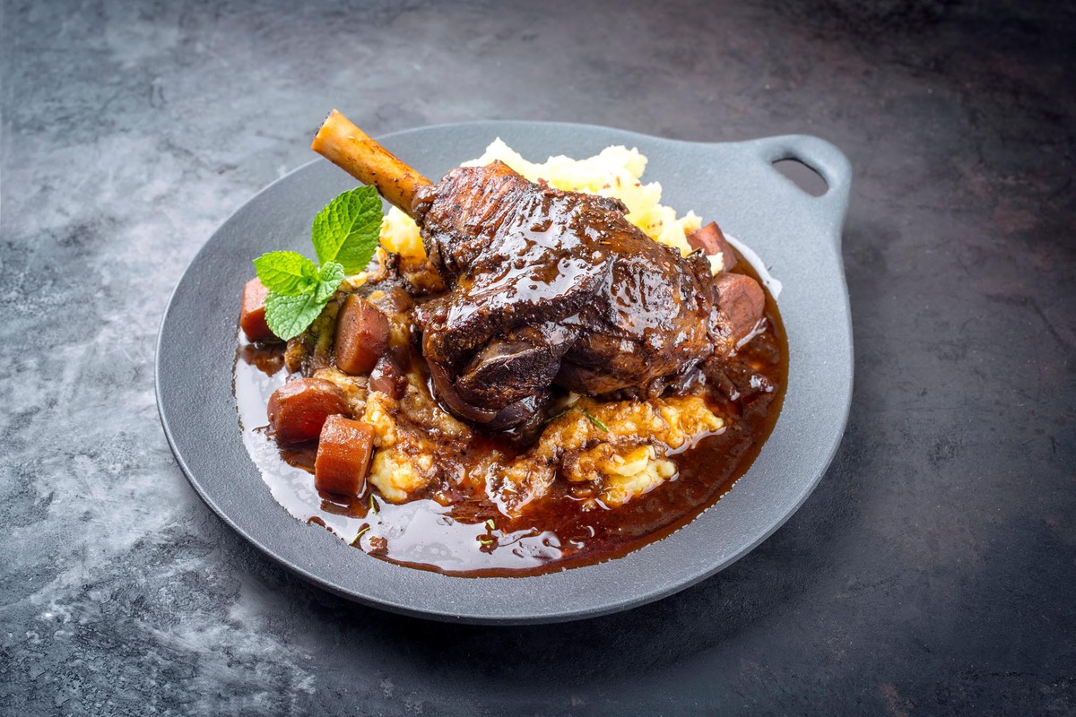 Modern,Style,Traditional,Braised,Slow,Cooked,Lamb,Shank,In,Red
